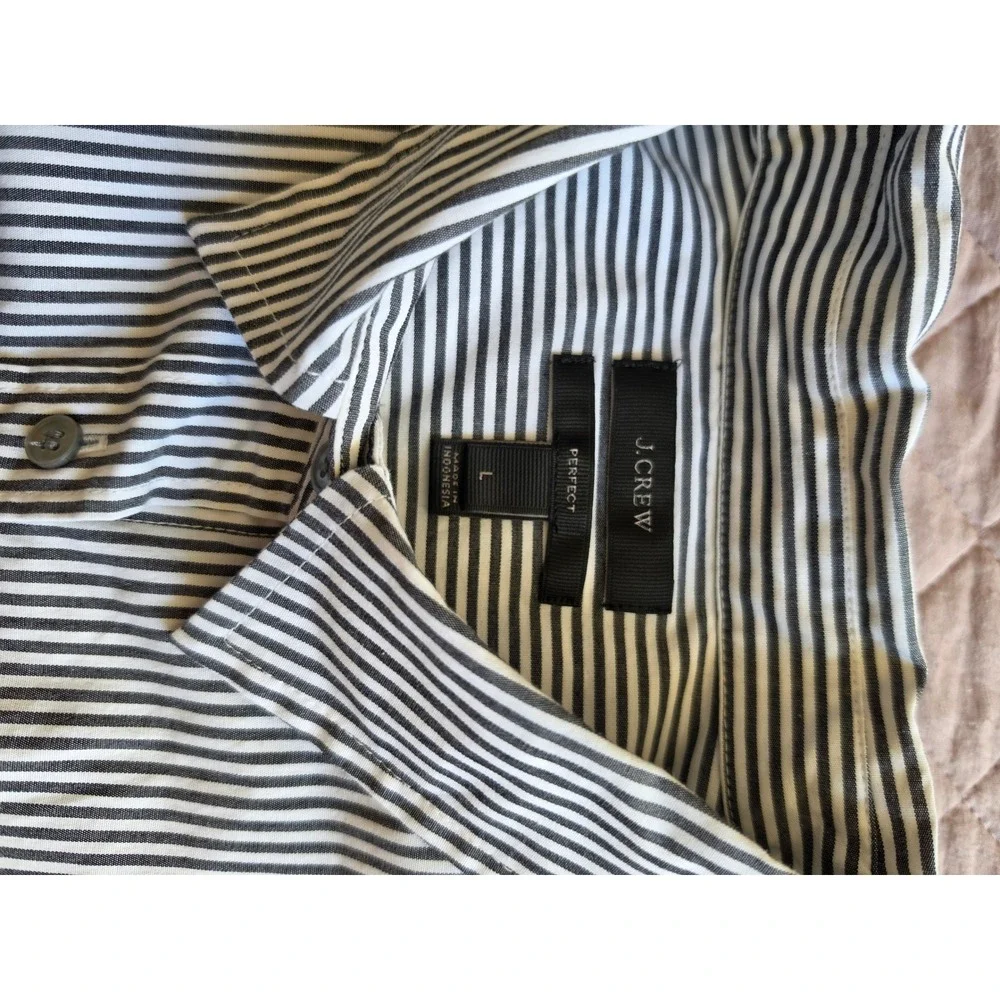 J. Crew Striped Resort Maximalist Preppy Old Money Cotton Button Shirt sz‎ L
